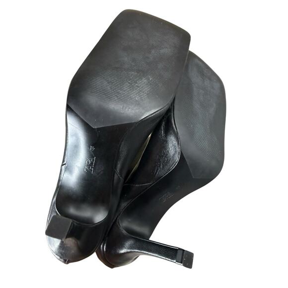 NWT Zara Black Leather Ankle Boots Square Toe Stiletto Heel EU 41 US 10 - Picture 11 of 12